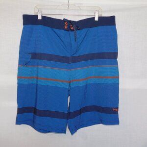 GOTCHA Mens 40 Blue Orange Striped Unlined Board Shorts Swim Trunks UNUSED